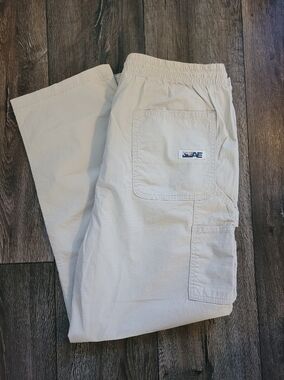 Men's Light Beige Cargo Pants with Elastic Waist